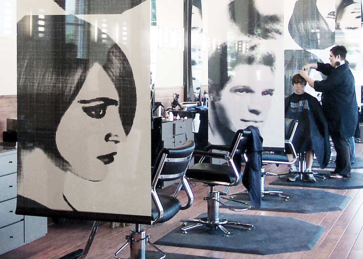 Rullgardin motiv tryck bild hårsalong Paneler rullgardiner med motiv tryck foto hårsalong