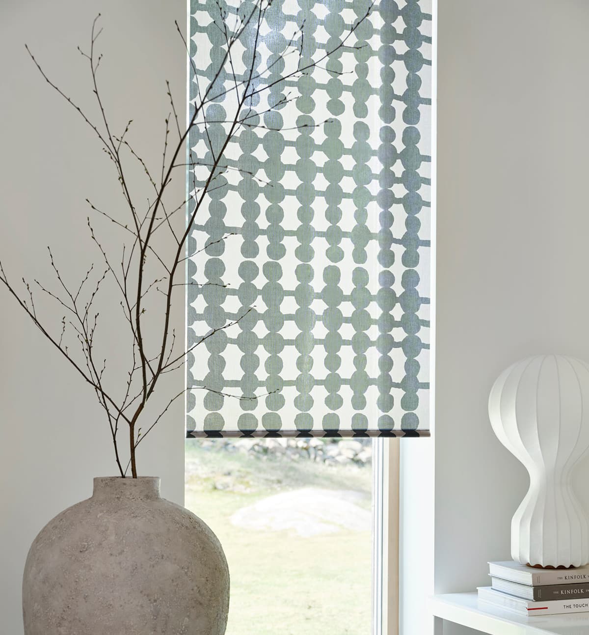 Väv till rullgardin mönster design skugga fönster Neutral interiör fönster rullgardin ljus rullgardinsväv design