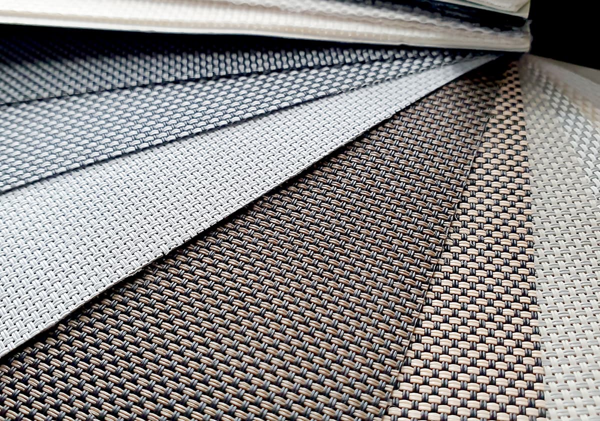Detalj vävprov färger screenväv exteriör